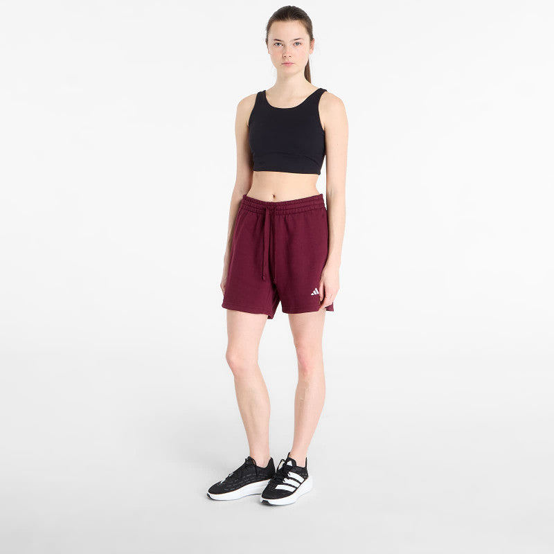 adidas 3 Stripes Studio Fleece Loose Shorts Maroon