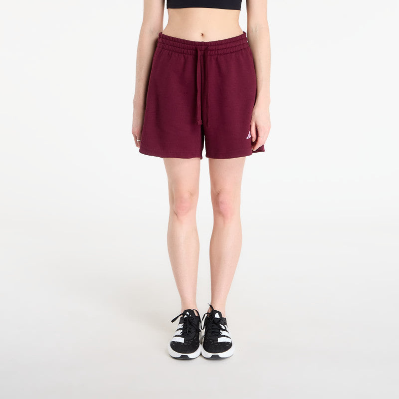 adidas 3 Stripes Studio Fleece Loose Shorts Maroon