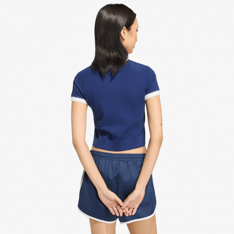 adidas Knitted T-Shirt Dark Blue/ White