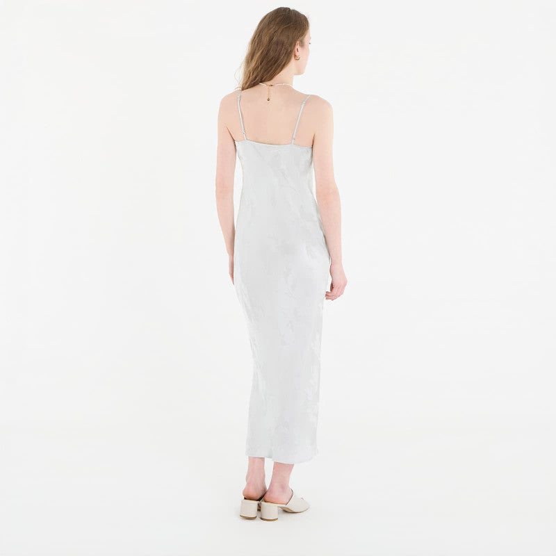 Sukienka Calvin Klein Viscose Jacquard Maxi Slip Dress Green