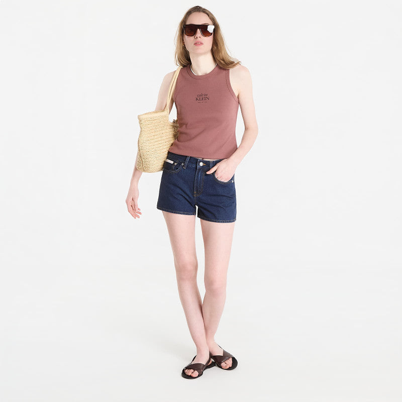 Calvin Klein Jeans Sl 2X2 Baby Rib Logo Crew Tank Sierra Brown
