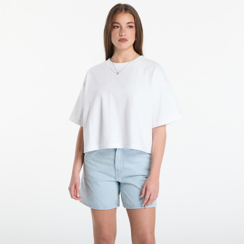 Calvin Klein Jeans Ss Cropped Boxy Satin Floral Tee Bright White