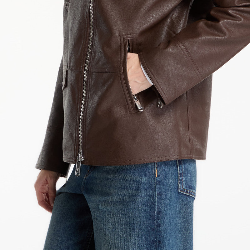 Calvin Klein Jeans Faux Leather Moto Brown Cork