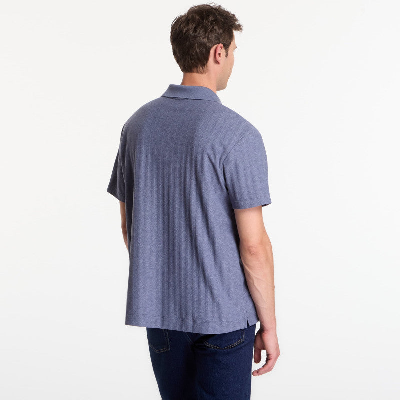 Calvin Klein Ss Easy Vertical Stripe Textured Polo Blue Nomad