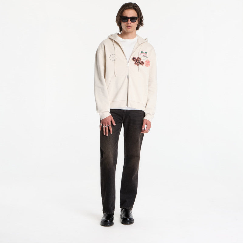 AllSaints Patcher Zip Through Sweatshirt Dusk White