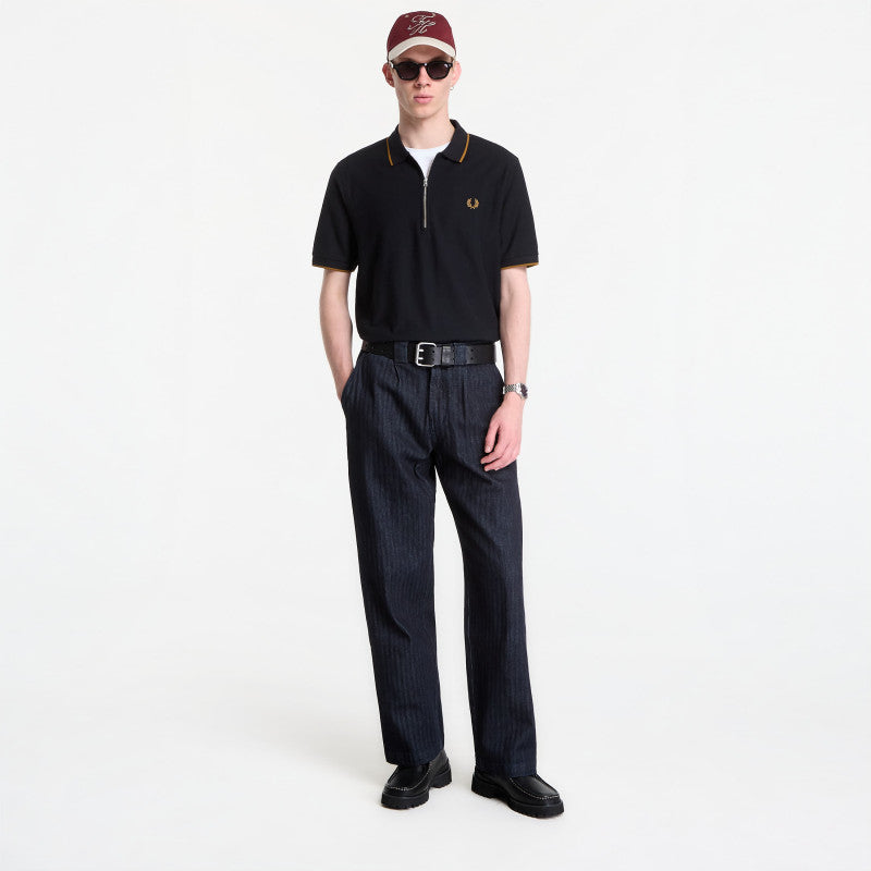 Fred Perry Crepe Pique Polo Shirt Black