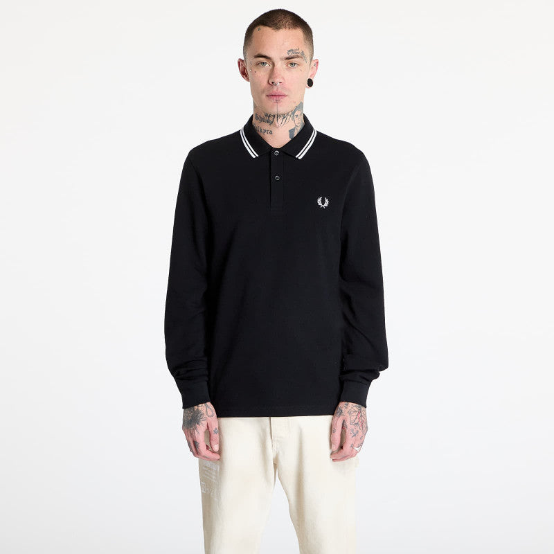 FRED PERRY Long Sleeve Twin Tipped Shirt Black