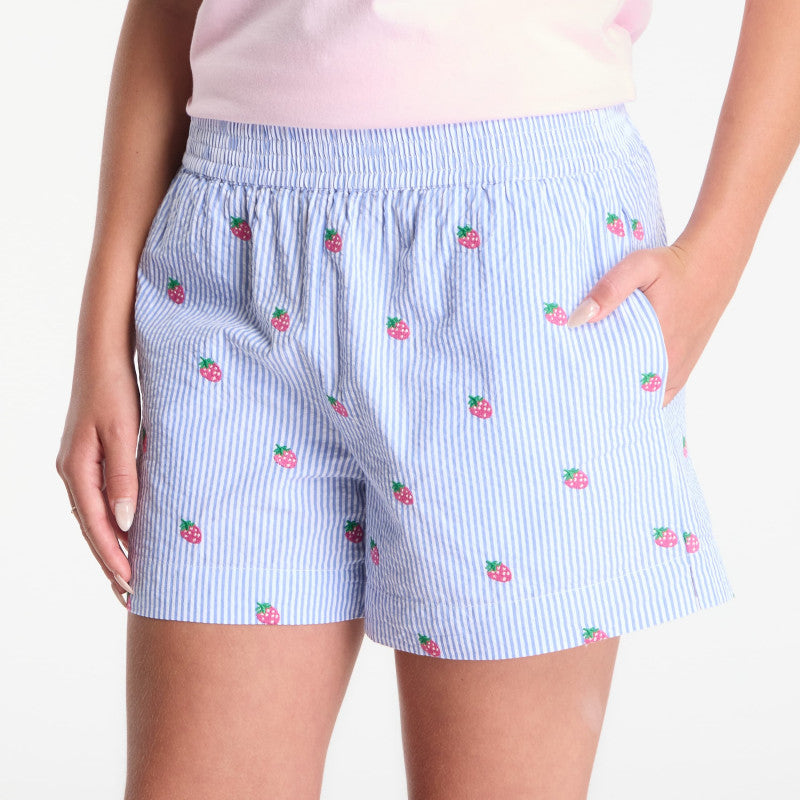 MC2 Saint Barth Meave Short Pant Seersucker Stripes V Straw