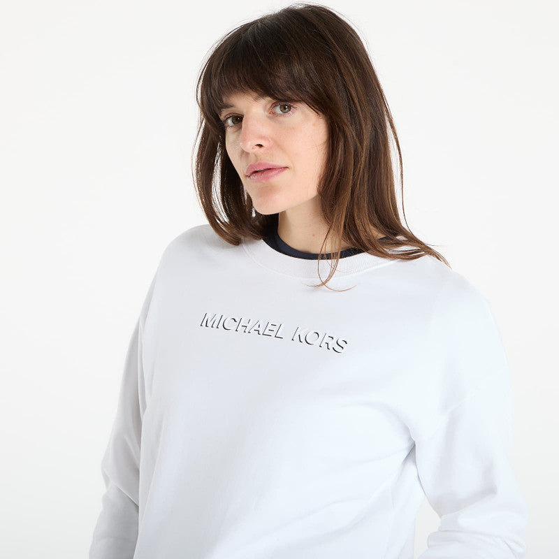 Michael Kors Mk Shdw Embssed Logo Crew White