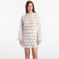 Michael Kors Mirror-Embellished Floral Crochet Top White