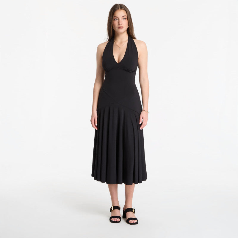 Sukienka Michael Kors Stretch Matte Jersey Halter Midi Dress Black