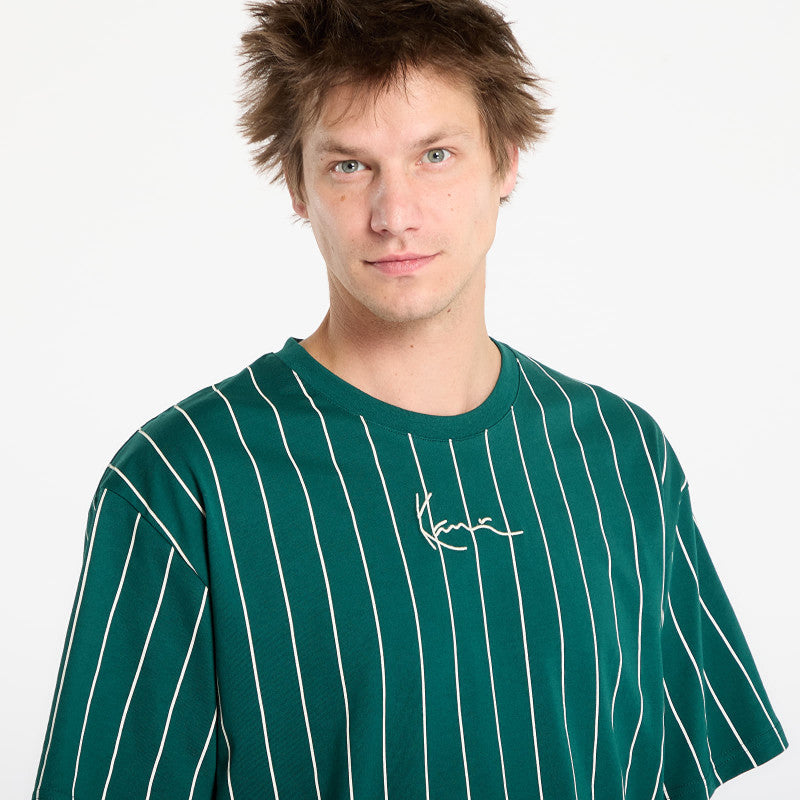 Karl Kani Small Signature Essential Pinstripe Tee Green
