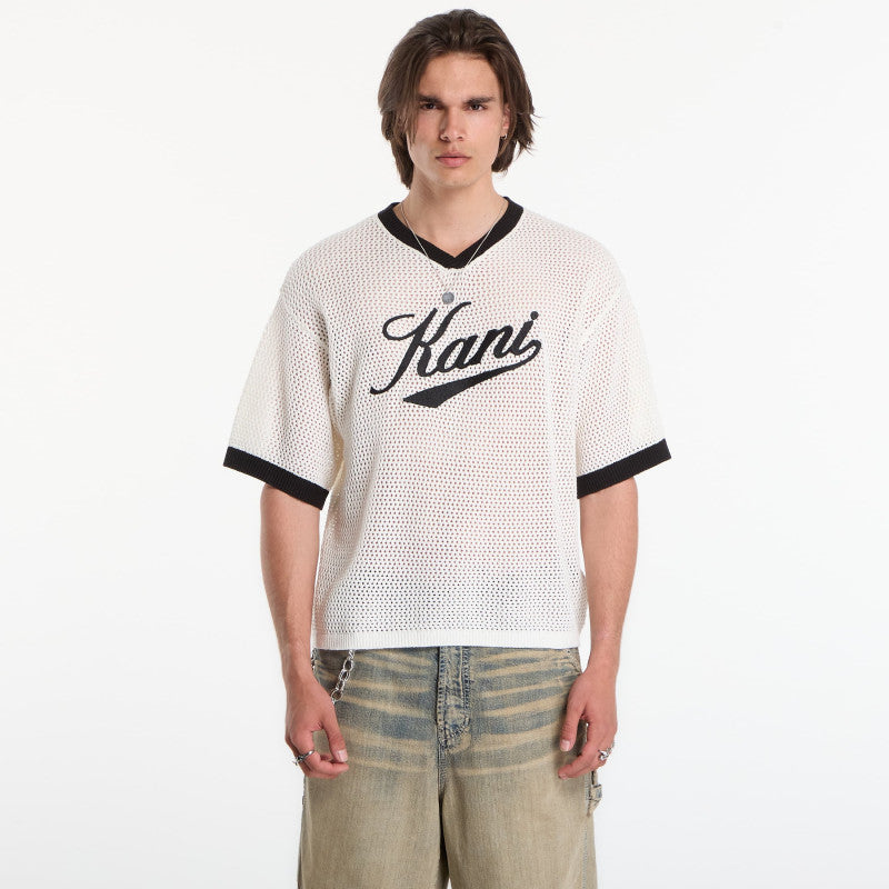Karl Kani Cursive Varsity Crochet Boxy T-Shirt White