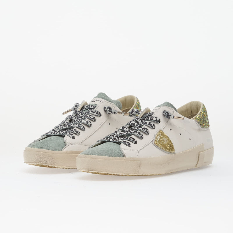 Philippe Model Prsx Low Woman Veau Glitter/ Blanc Azul