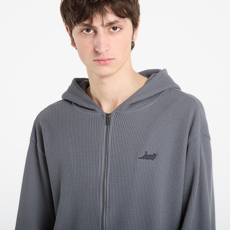 RIPNDIP Castanza Waffle Knit Zip Up Hoodie Charcoal