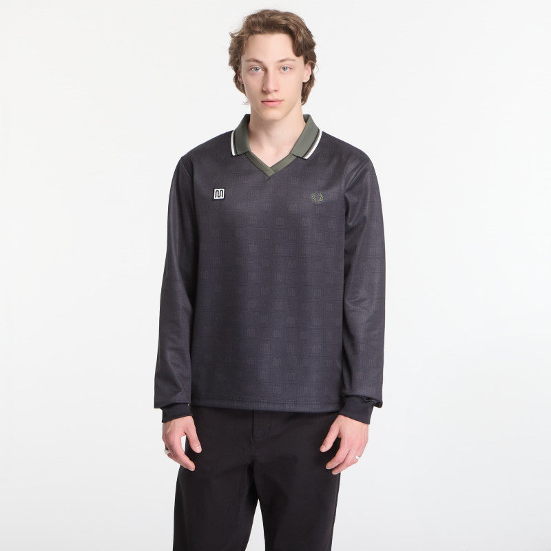 Fred Perry Meyba Printed Ls Polo Shirt Black