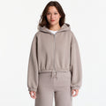 Urban Classics Fluffy Cropped Zip Hoodie Deep Taupe