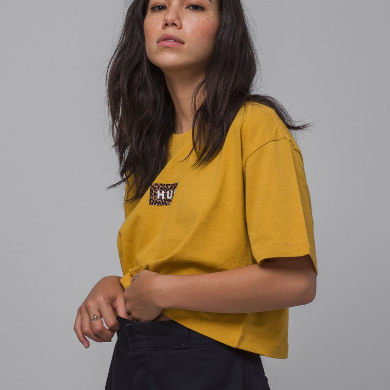 HUF Leopard Bar Logo Crop WMNS Tee Gold