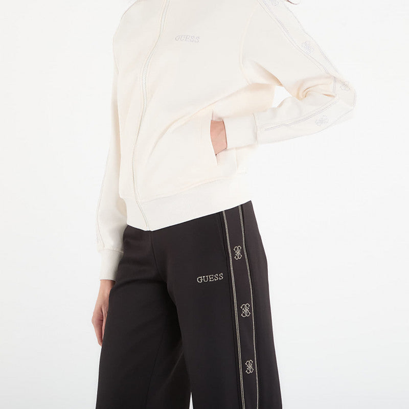 GUESS Octavia High Neck Full-Zip Sweat White Glam
