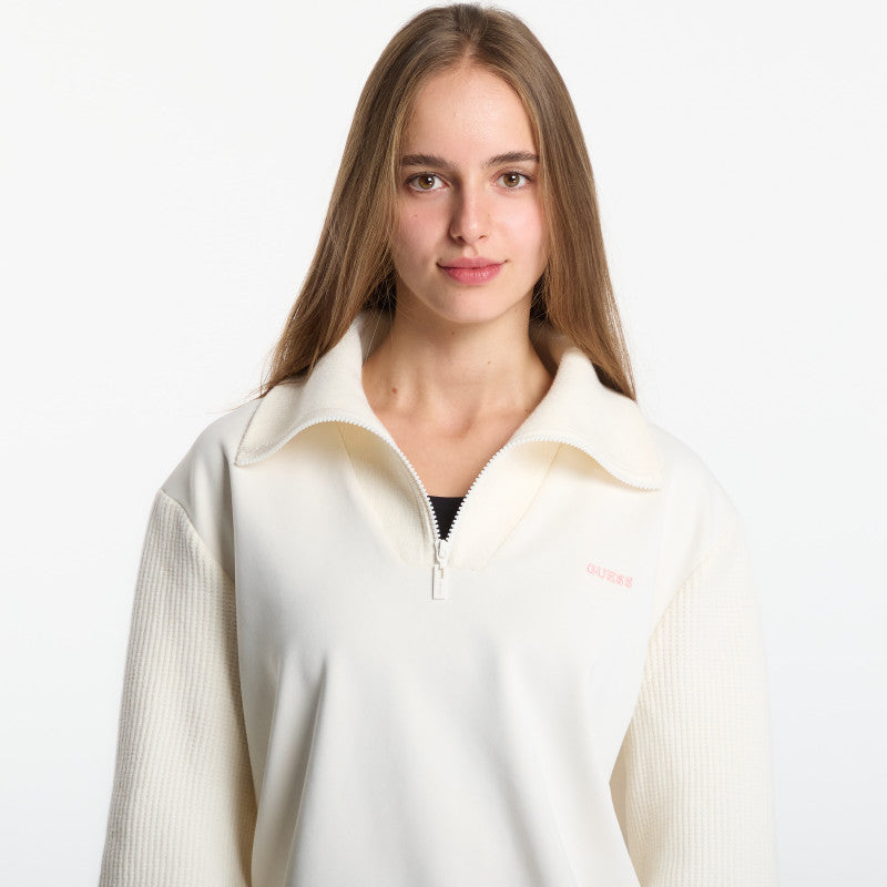 Guess Jeans Fabrizia Half-Zip Sweatshirt Cream