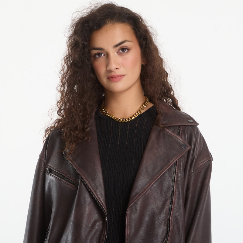 AllSaints Samina Biker Oxblood Red