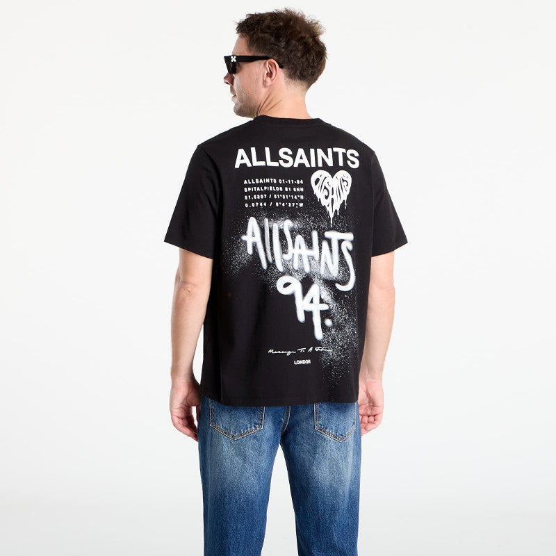 AllSaints Poster Graphic Boyfriend T-Shirt Black