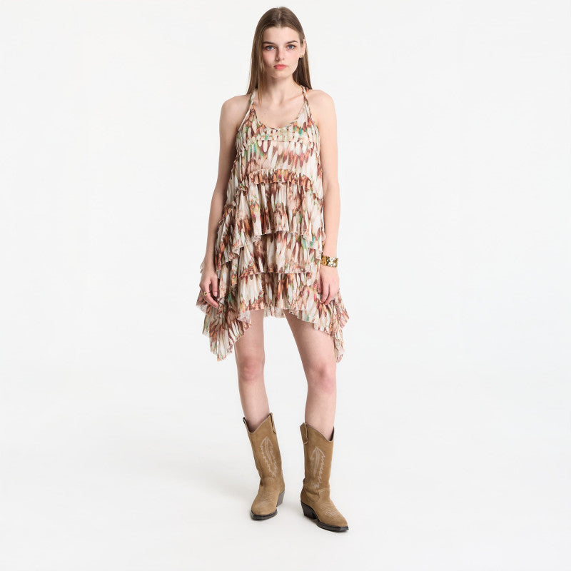 Sukienka AllSaints Cavarly Mini Dress Oceano Soft Pink