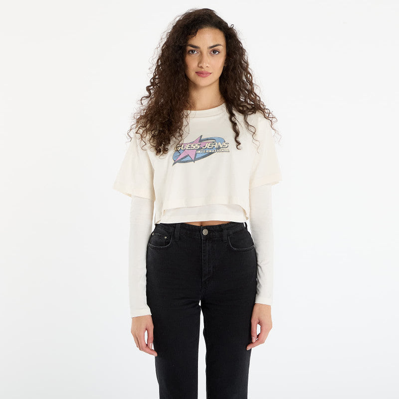 Guess Jeans Sl Cn Boxy 2Fer S Cream