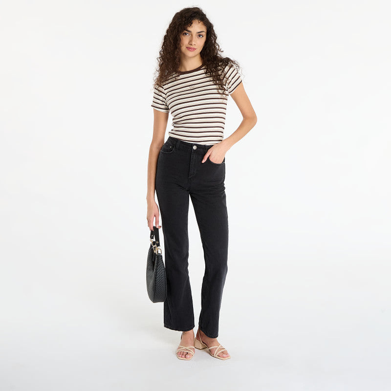 Guess Jeans Ss Cn Stripe Embr Beige/ Brown