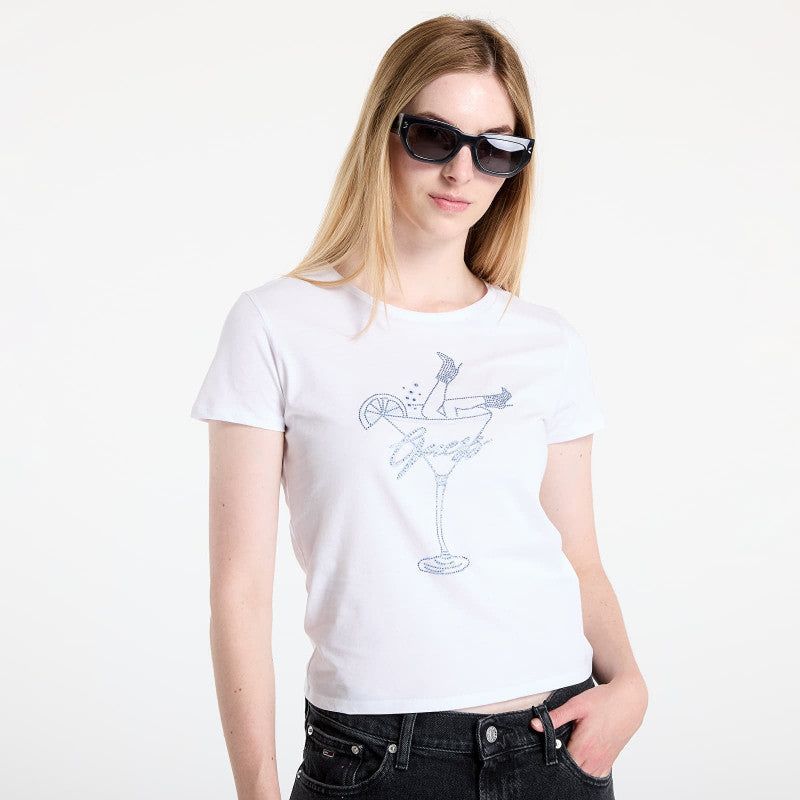 GUESS Ss Tini Boots Bling Baby Tee White