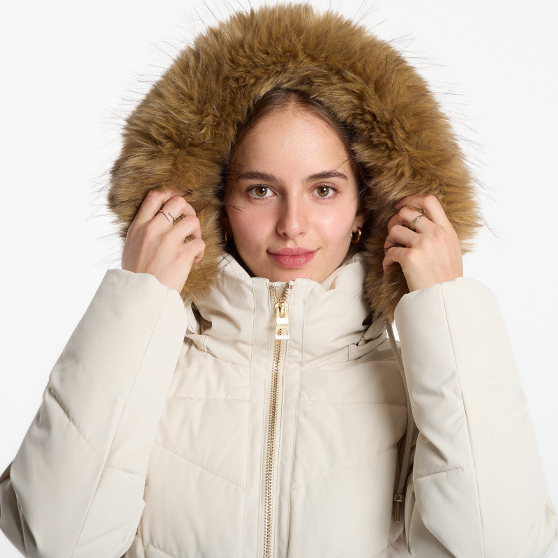 Guess Jeans New Fatema Short Belted Puffer Creme Brulee
