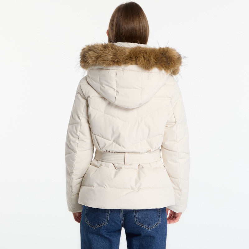 Guess Jeans New Fatema Short Belted Puffer Creme Brulee