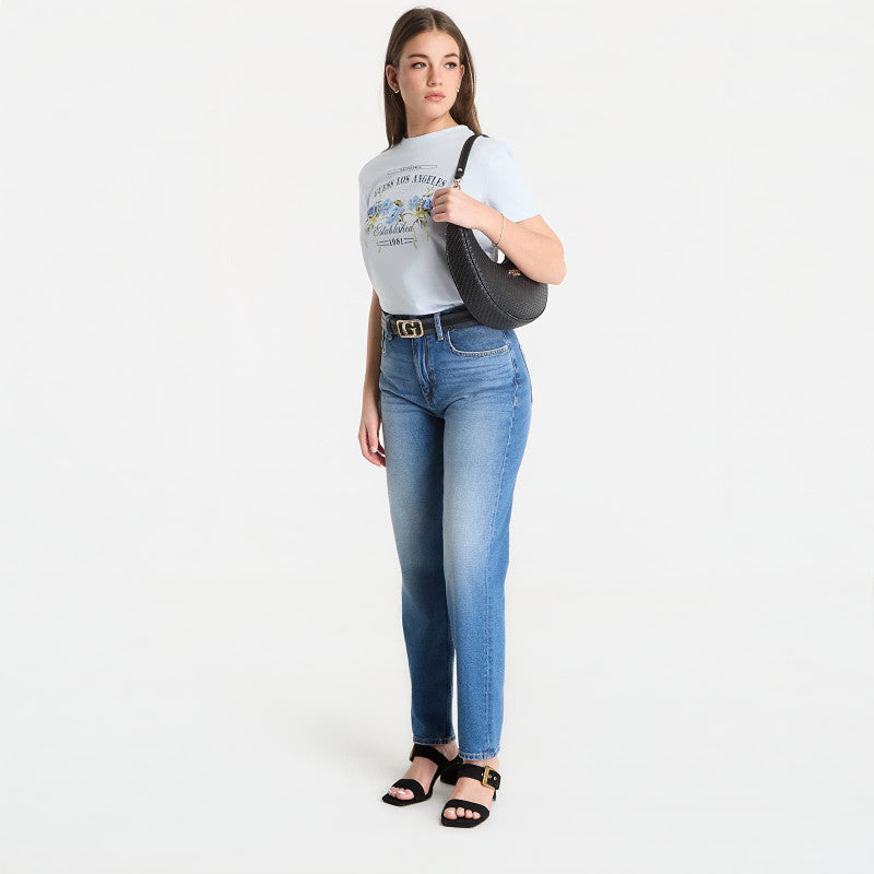 Guess Jeans Ss Cn Flowers Guess Box Tee Sky High