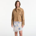 GUESS Ls Ibby Fringe Jacket Wet Sand