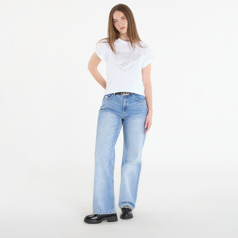 Guess Jeans Ss Cn La Stars Tee Pure White