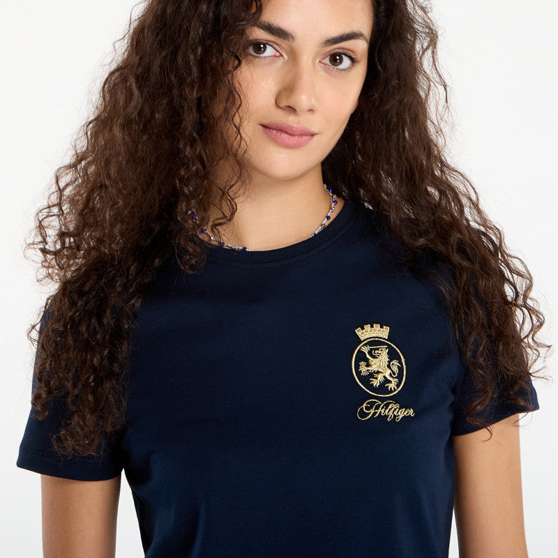 Tommy Hilfiger TH Crest Embroidery Crew Neck T-Shirt Blue