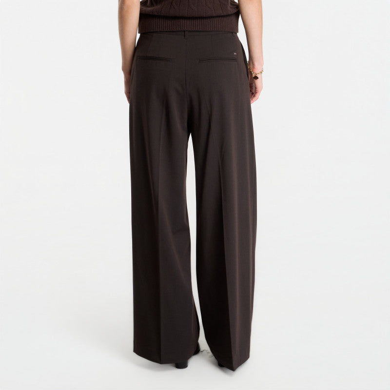 Tommy Hilfiger Viscose Blend Wide Leg Chocolate